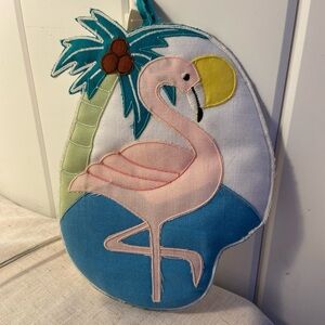 Vintage Flamingo Beach Pot Holder quilted beach theme kitchen decor Florida 90s
